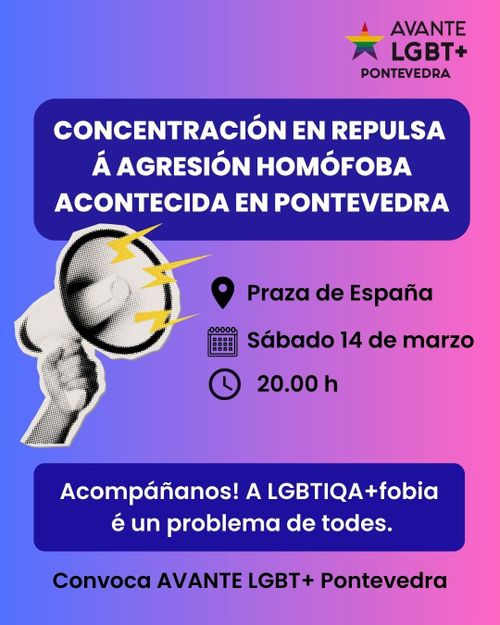 Concentración en repulsa á agresión homófoba acontecida en Pontevedra