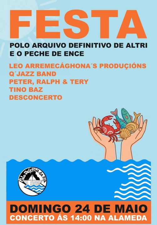 Festa polo arquivo definitivo de Altri e o peche de ENCE

Leo Arremecághona's Produçións
Q'Jazz Band
Peter, Ralph & Tery
Tino Baz
Desconcerto

Domingo 24 de maio, concerto ás 14:00 na Alameda