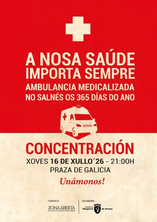 Concentración para reivindicar o mantemento da ambulancia medicalizada durante o verán